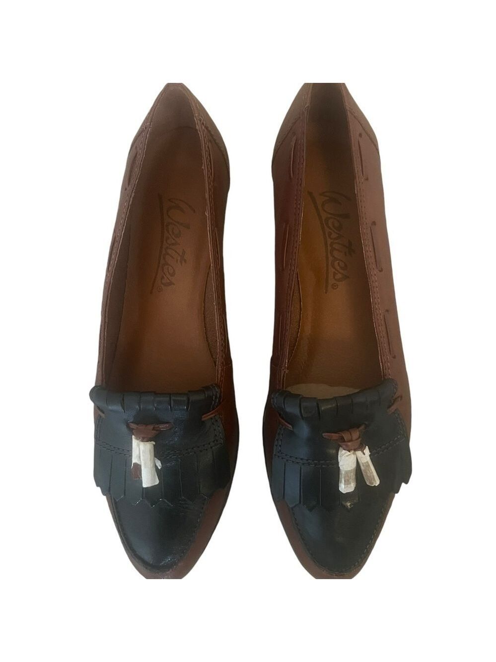 Westies Blaze 1 Black & Brown Slip On Tassle Women’s Leather Loafers Size 8.5M